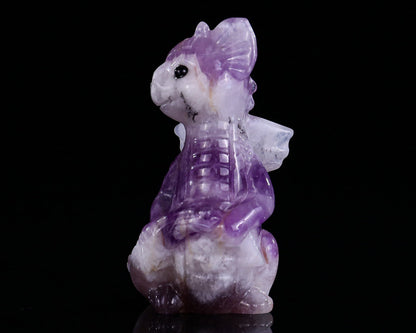 Nicedony 3.3" Amethyst Hand Carved Crystal Cute Baby Dragon Sculpture - View 4