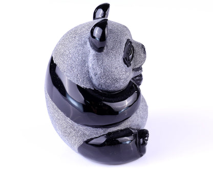 Nicedony 3.3" Black Obsidian Hand Carved Crystal Panda Sculpture - View 4