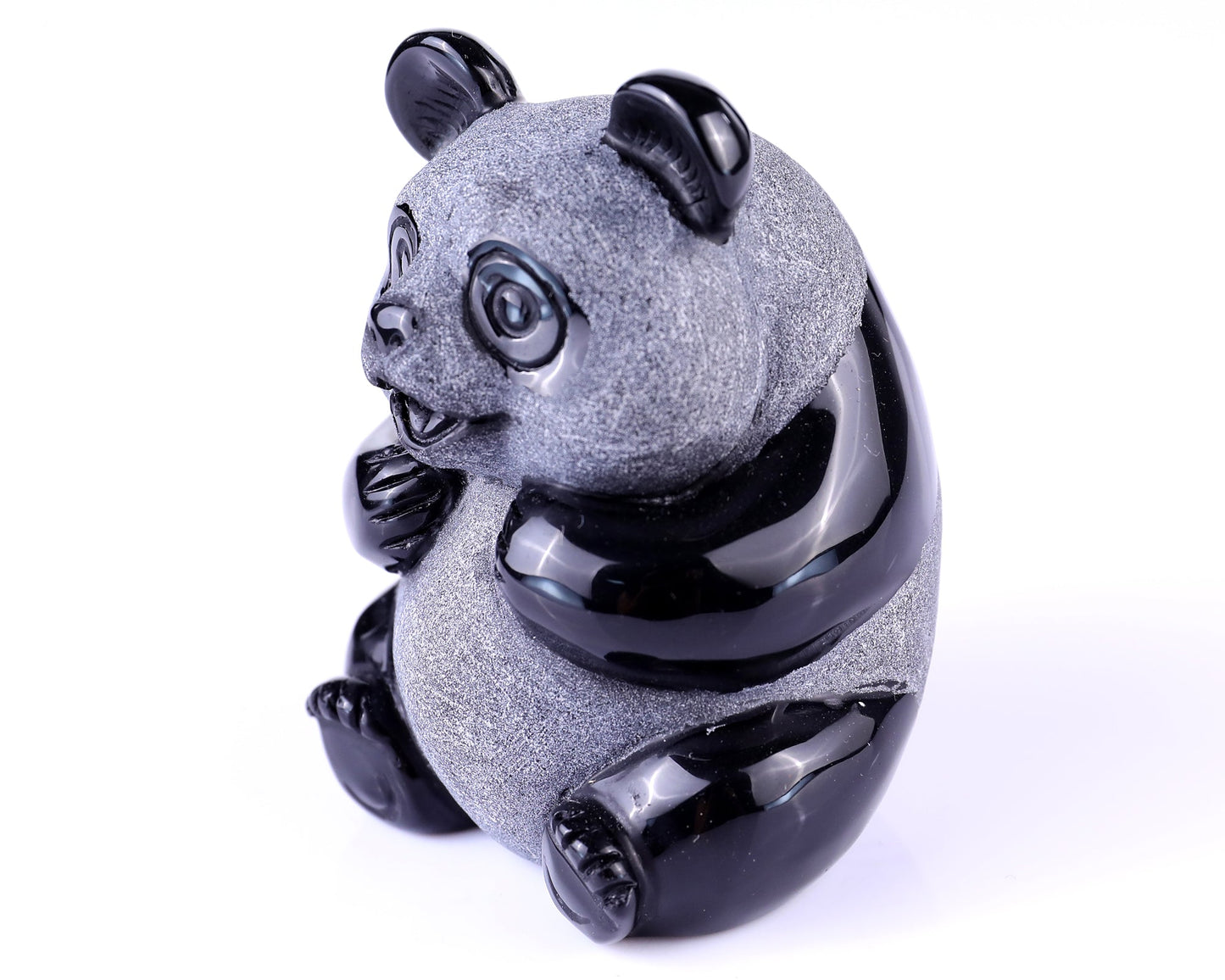 Nicedony 3.3" Black Obsidian Hand Carved Crystal Panda Sculpture - View 10