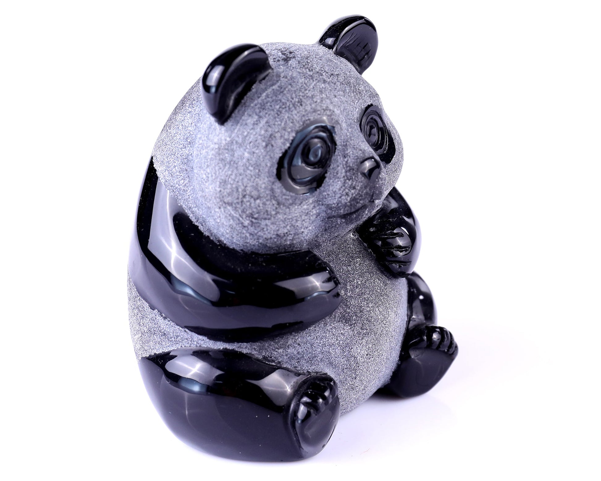 Nicedony 3.3" Black Obsidian Hand Carved Crystal Panda Sculpture - View 13