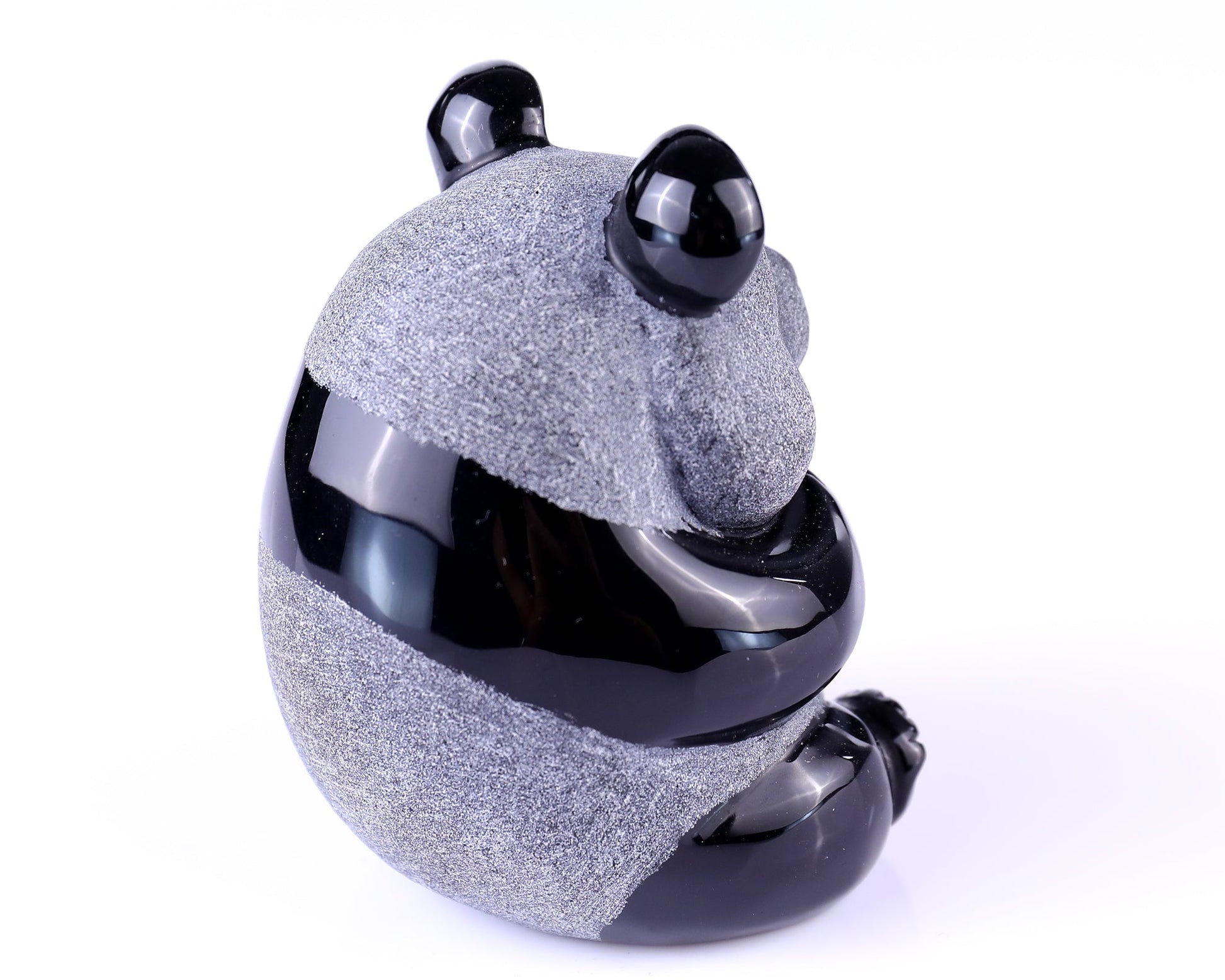 Nicedony 3.3" Black Obsidian Hand Carved Crystal Panda Sculpture - View 5