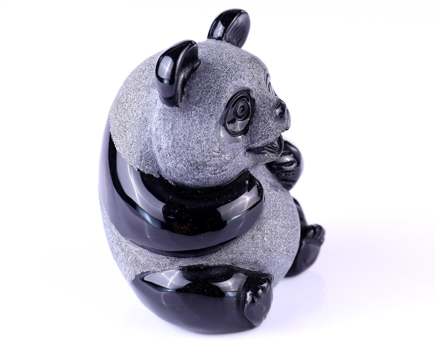 Nicedony 3.3" Black Obsidian Hand Carved Crystal Panda Sculpture - View 3