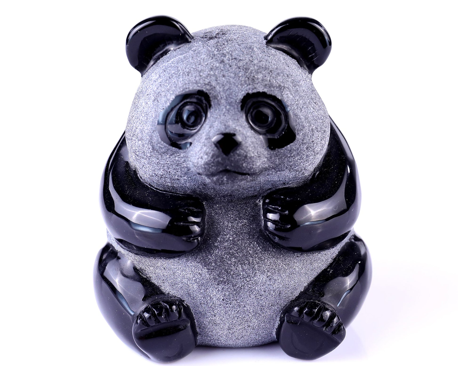 Nicedony 3.3" Black Obsidian Hand Carved Crystal Panda Sculpture - View 12
