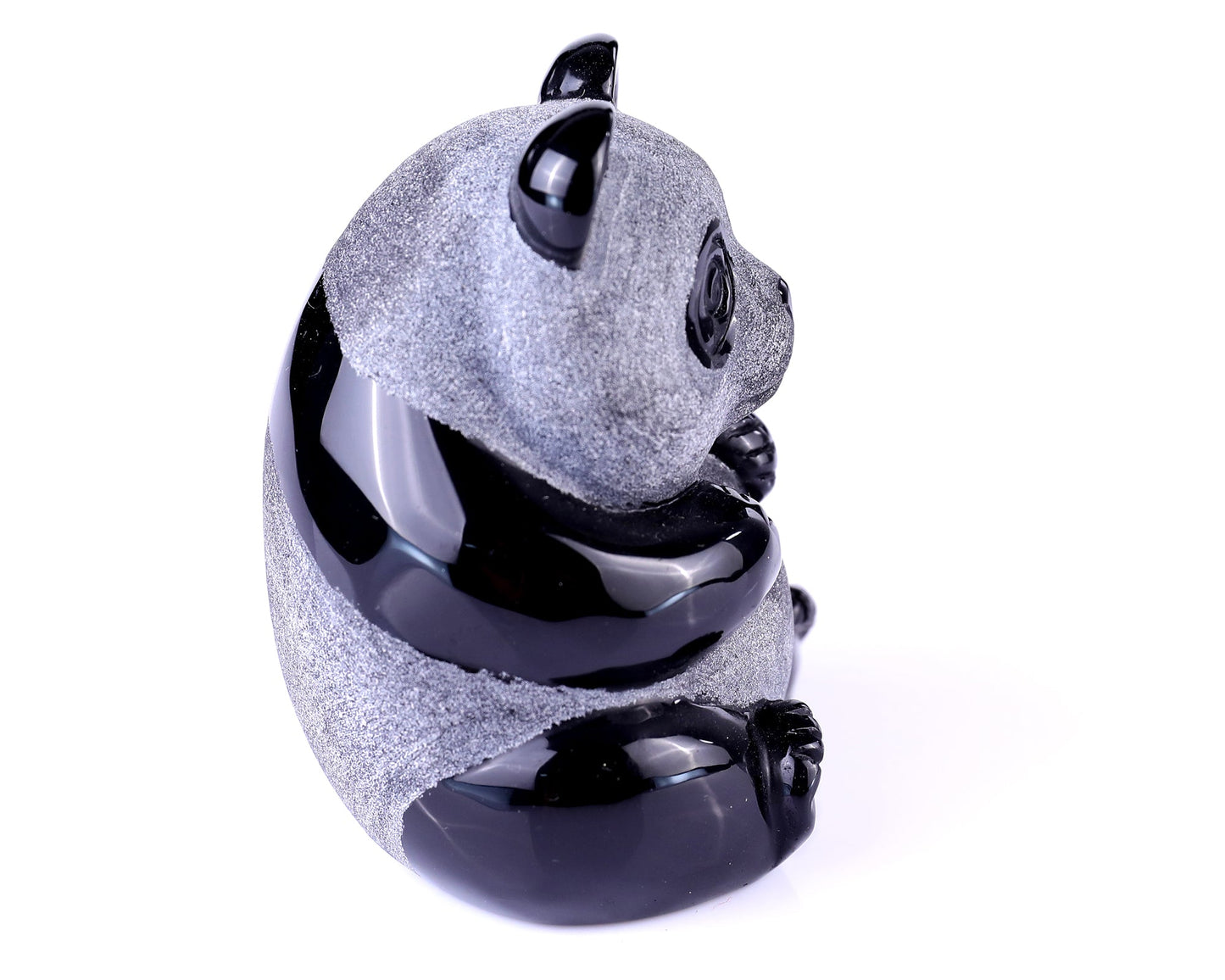 Nicedony 3.3" Black Obsidian Hand Carved Crystal Panda Sculpture - View 14
