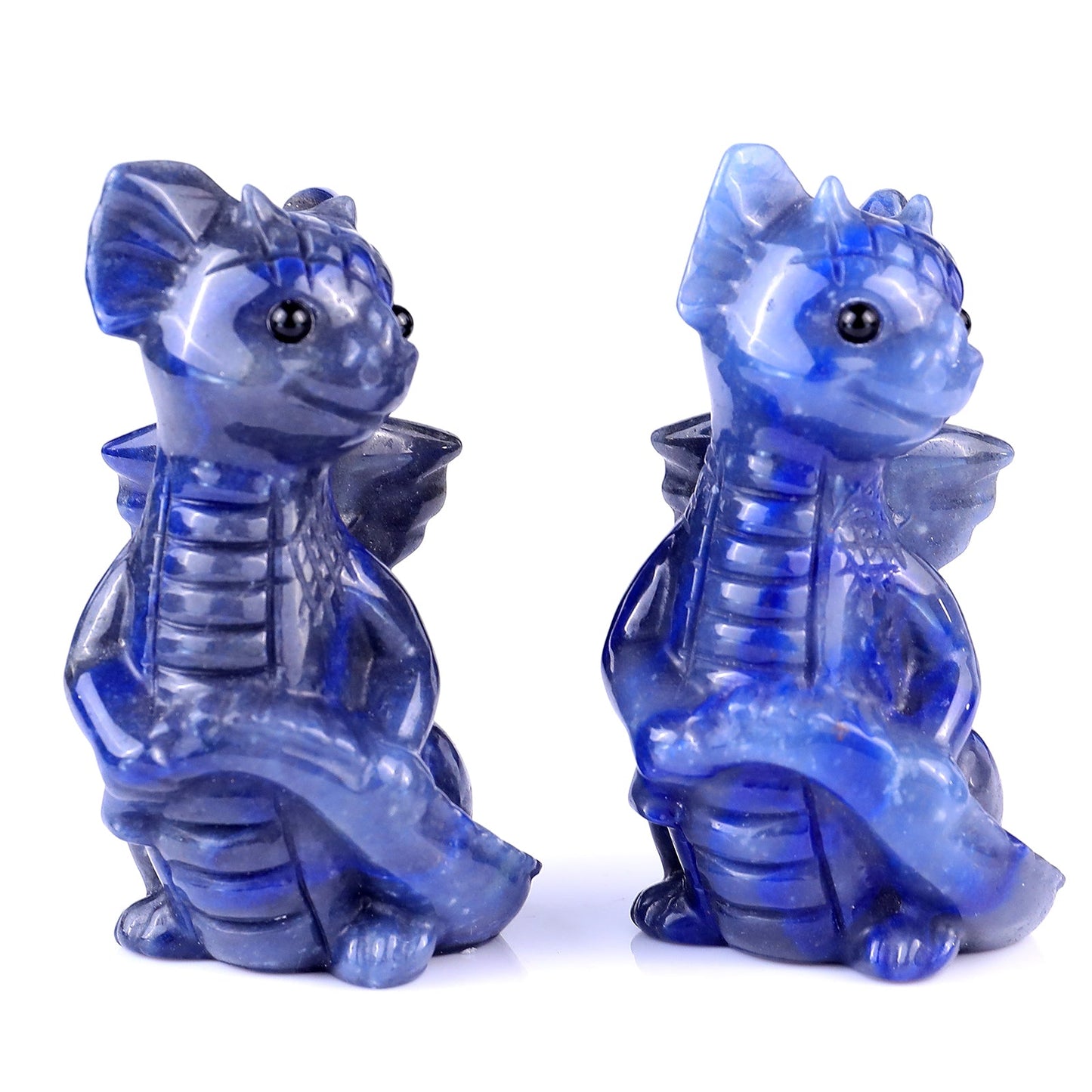 Nicedony 3.3" Blue Aventurine Hand Carved Cute Baby Dragon Sculpture - View 3