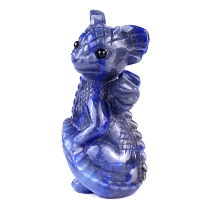 Nicedony 3.3" Blue Aventurine Hand Carved Cute Baby Dragon Sculpture - View 11