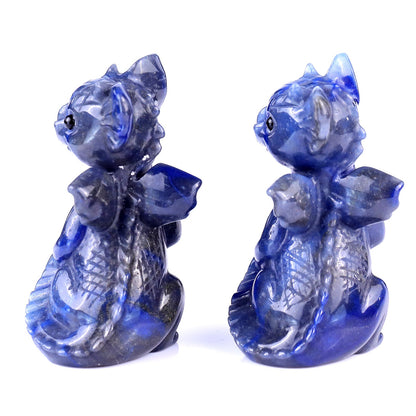Nicedony 3.3" Blue Aventurine Hand Carved Cute Baby Dragon Sculpture - View 7