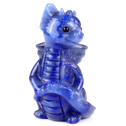 Nicedony 3.3" Blue Aventurine Hand Carved Cute Baby Dragon Sculpture - View 9