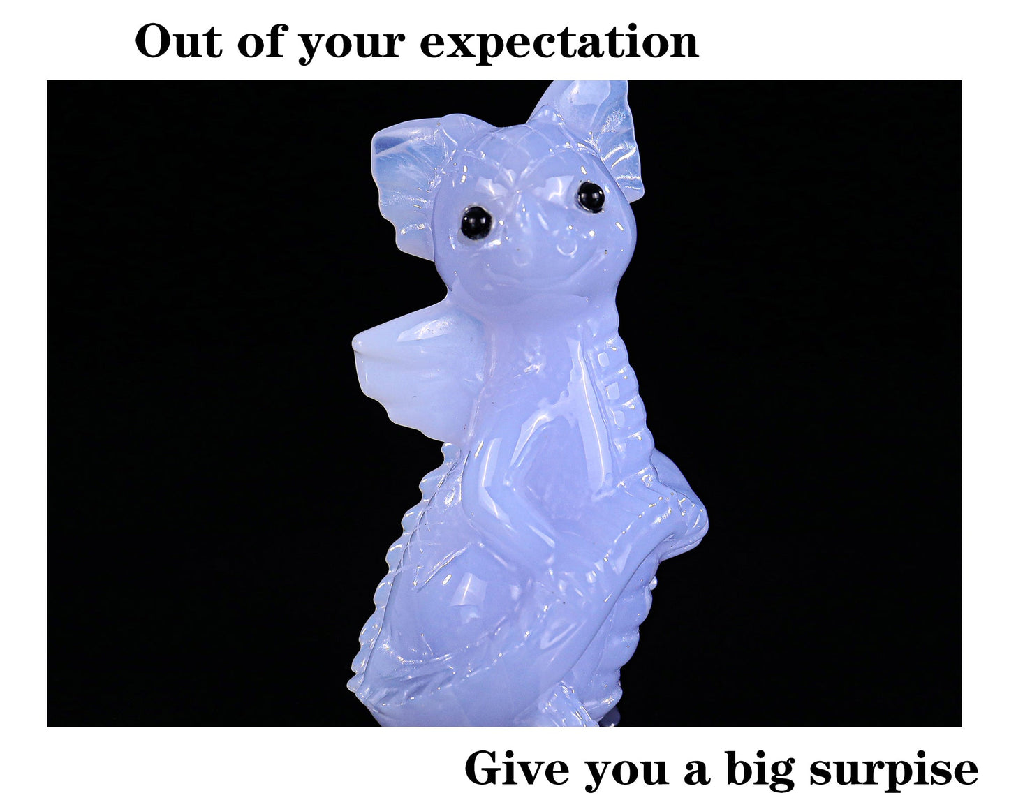 Nicedony 3.3" Blue Chalcedony Hand Carved Cute Baby Dragon Sculpture