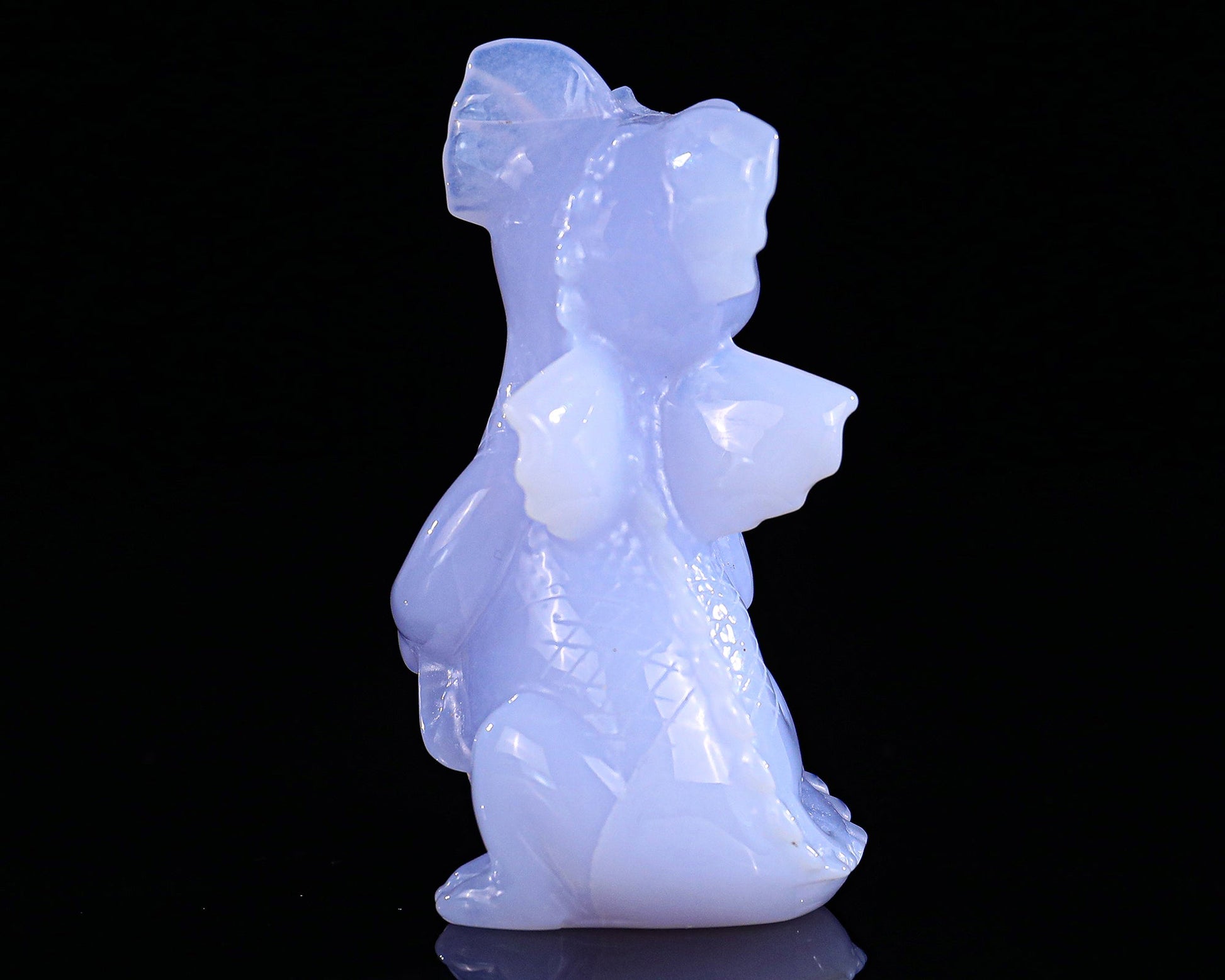 Nicedony 3.3" Blue Chalcedony Hand Carved Cute Baby Dragon Sculpture - View 5