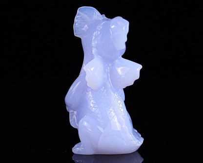 Nicedony 3.3" Blue Chalcedony Hand Carved Cute Baby Dragon Sculpture - View 5