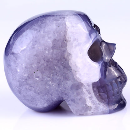 Nicedony 3.3" Geode Agate Hand Carved Crystal Geode Skull Sculpture - View 2
