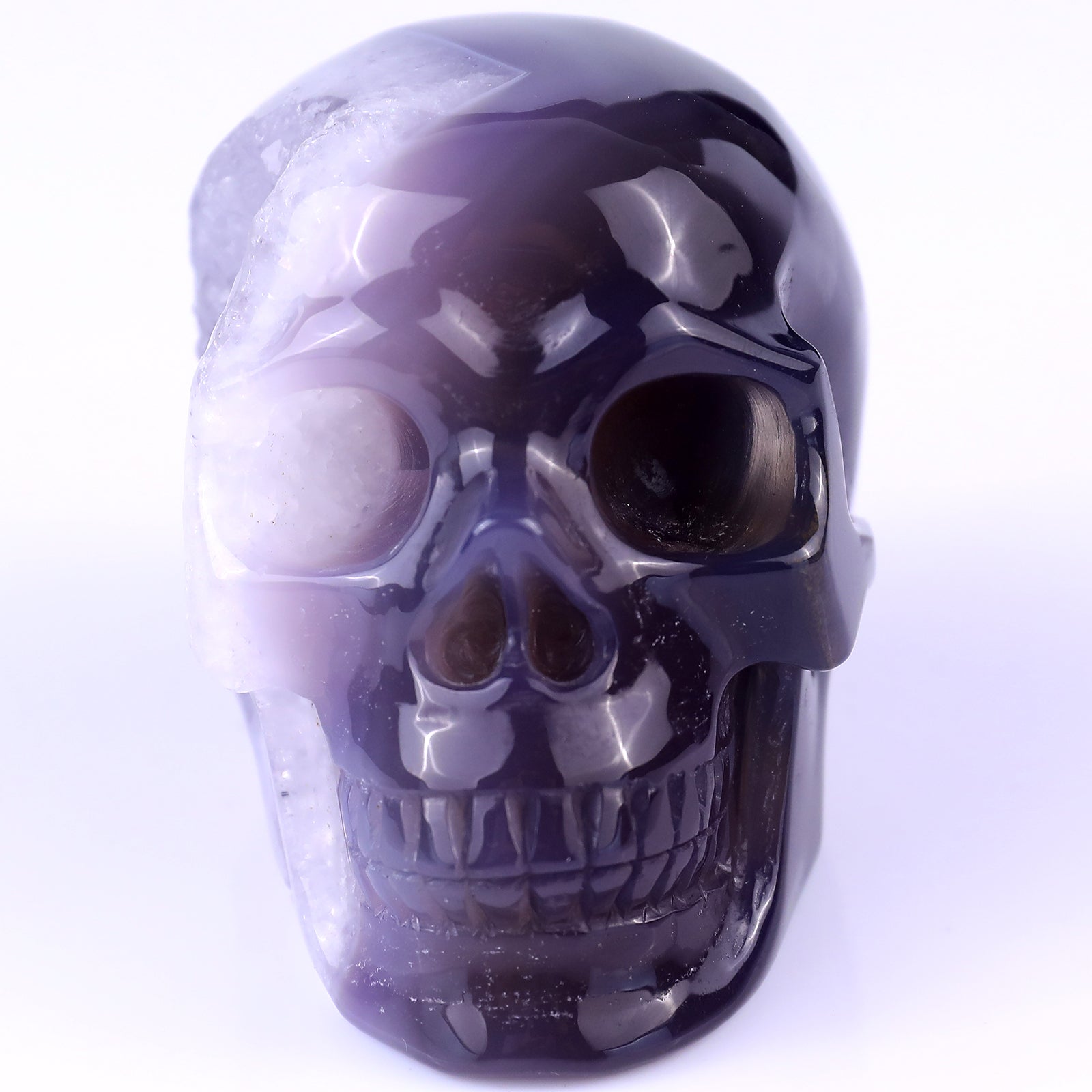 Nicedony 3.3" Geode Agate Hand Carved Crystal Geode Skull Sculpture - View 4