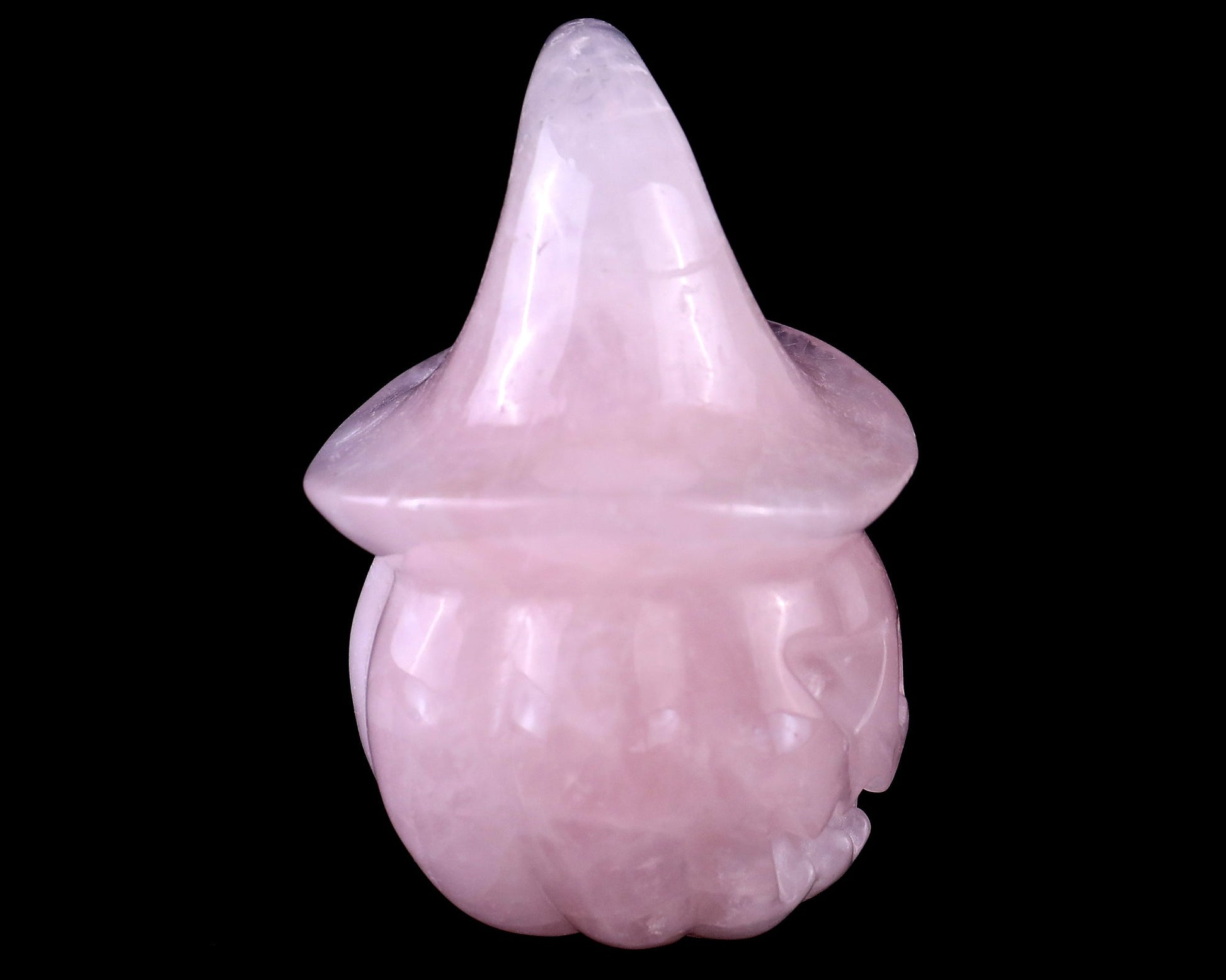 Nicedony 3.3” Rose Quartz Hand Carved Wizard Pumpkin Sculpture - View 4