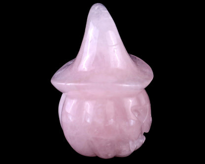 Nicedony 3.3” Rose Quartz Hand Carved Wizard Pumpkin Sculpture - View 4