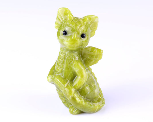Nicedony 3.3" Serpentine Hand Carved Crystal Cute Baby Dragon Sculpture (SKU: 3100108) - Photo 1