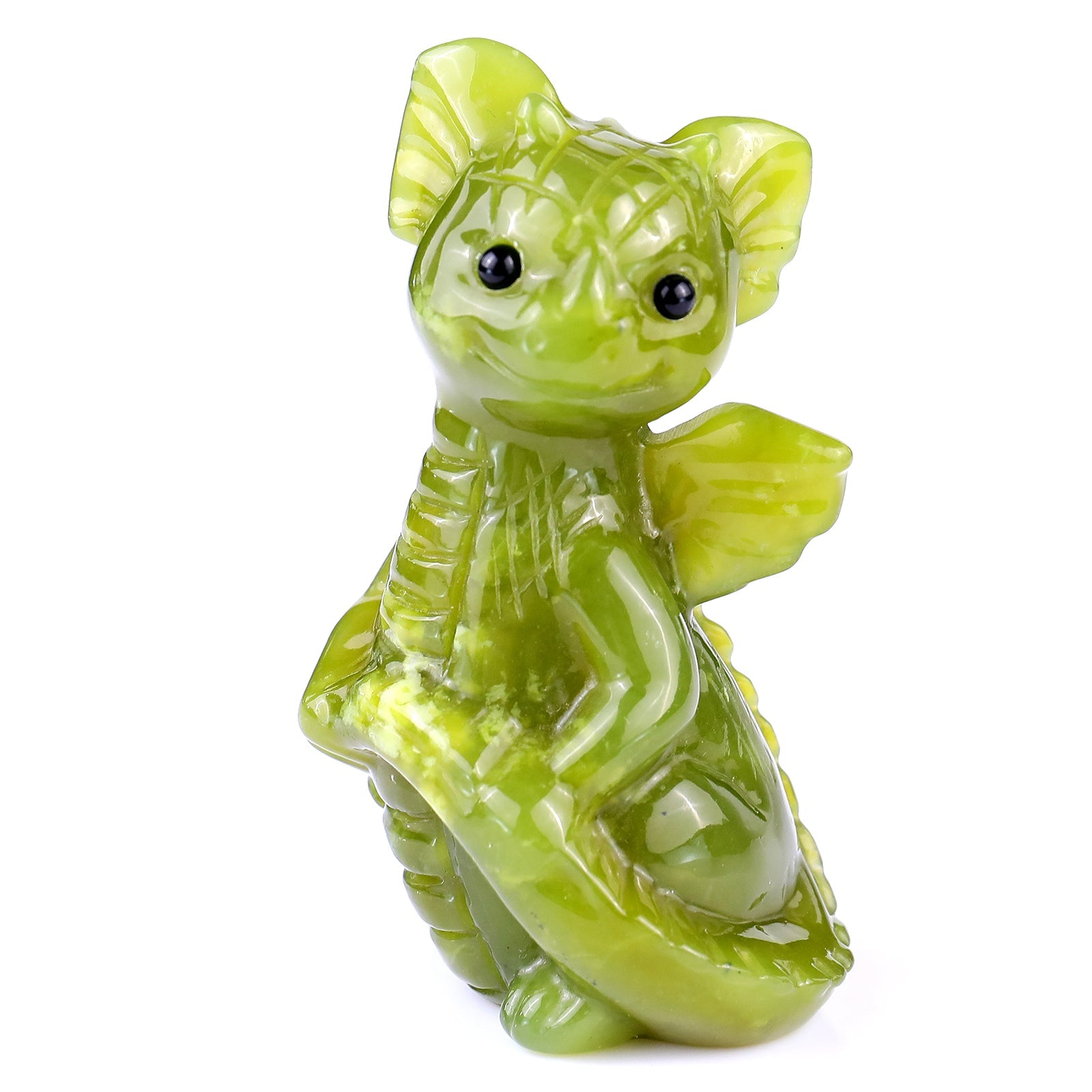 Nicedony 3.3" New Jade Hand Carved Crystal Cute Baby Dragon Sculpture - #3100108