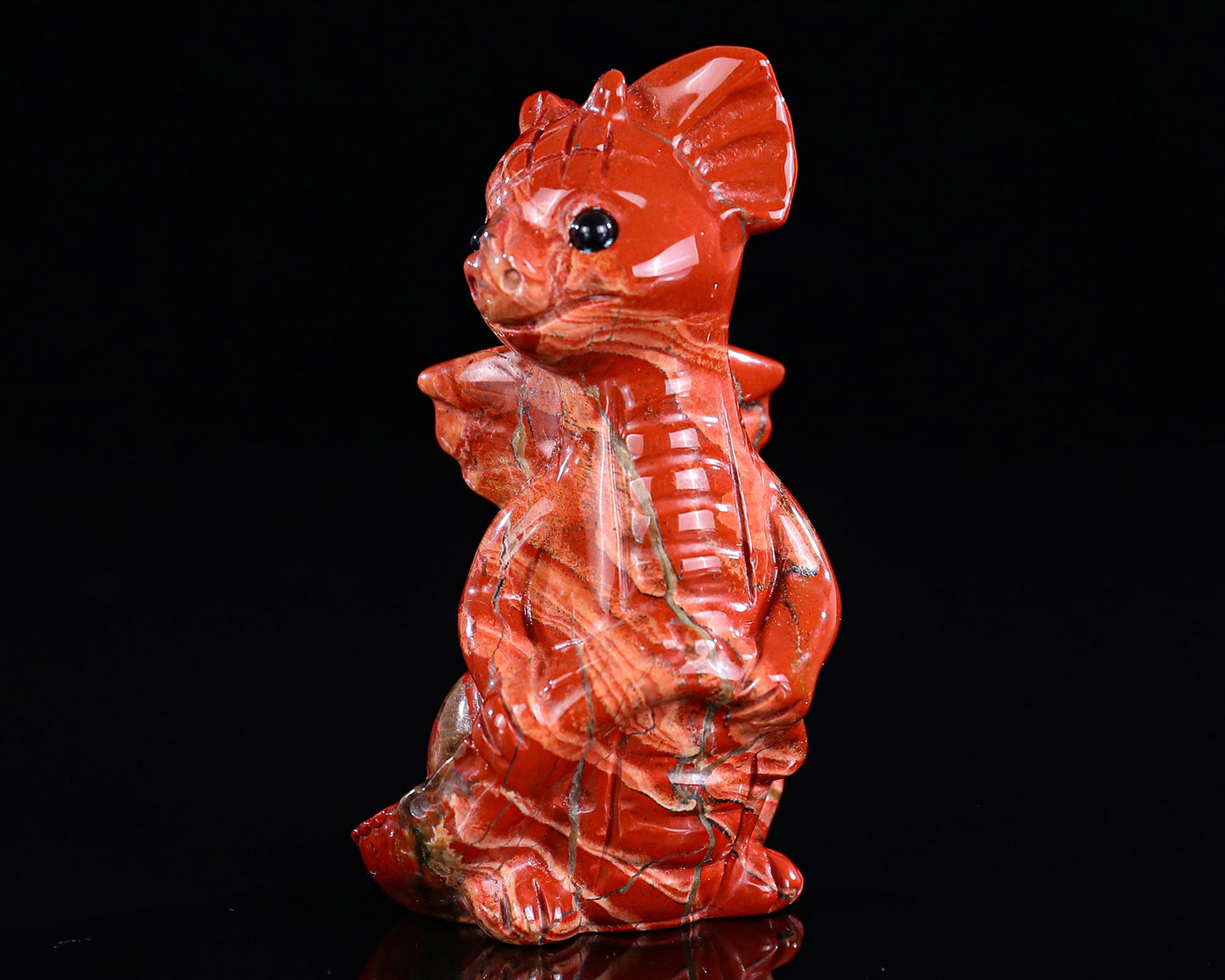 Nicedony 3.3" Red Jasper Hand Carved Cute Baby Dragon Sculpture - View 3