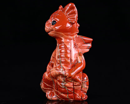 Nicedony 3.3" Red Jasper Hand Carved Cute Baby Dragon Sculpture - View 4