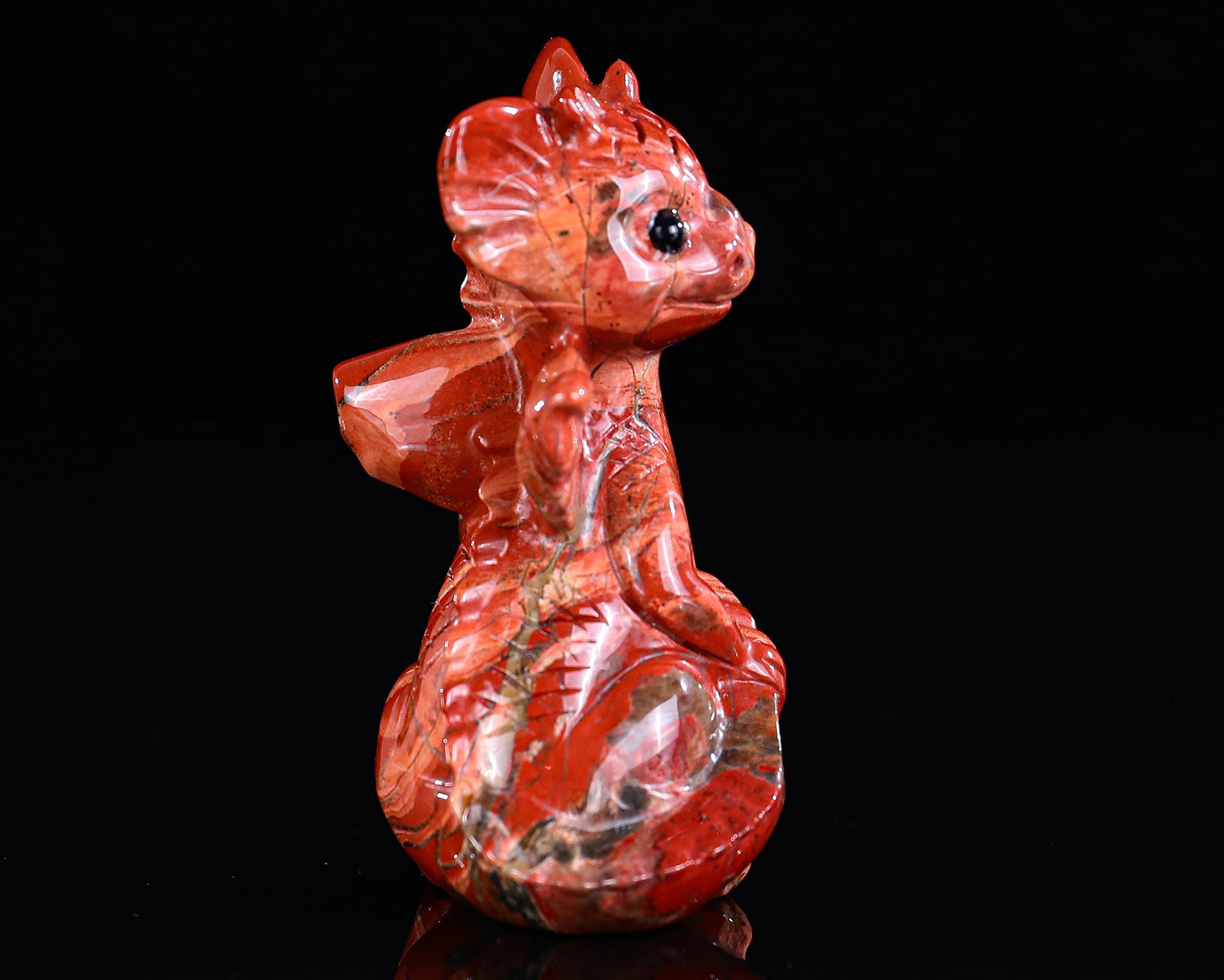 Nicedony 3.3" Red Jasper Hand Carved Cute Baby Dragon Sculpture - View 6