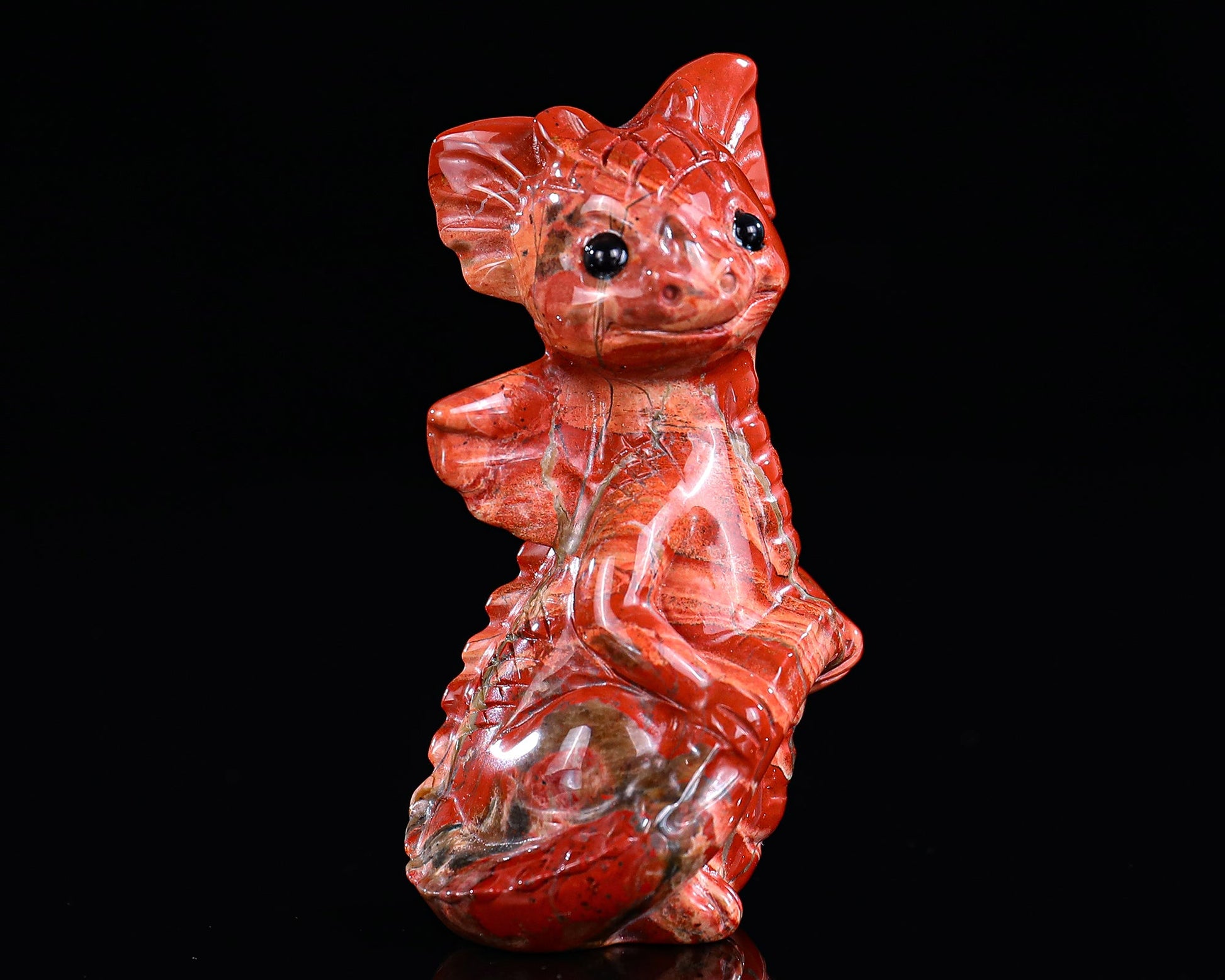 Nicedony 3.3" Red Jasper Hand Carved Cute Baby Dragon Sculpture - View 7