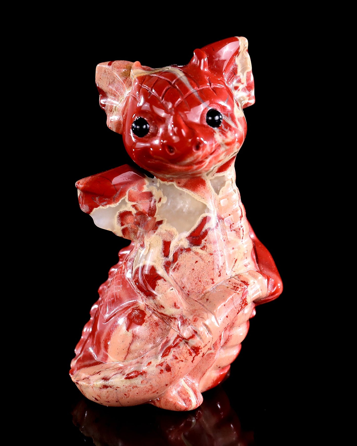 Nicedony 3.3" Red Jasper Hand Carved Cute Baby Dragon Sculpture - View 9