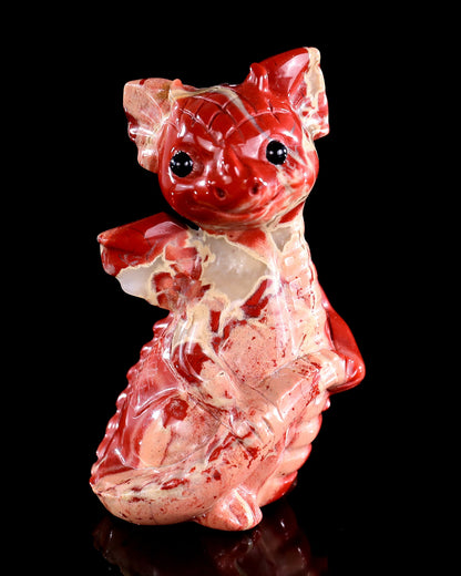 Nicedony 3.3" Red Jasper Hand Carved Cute Baby Dragon Sculpture - View 9