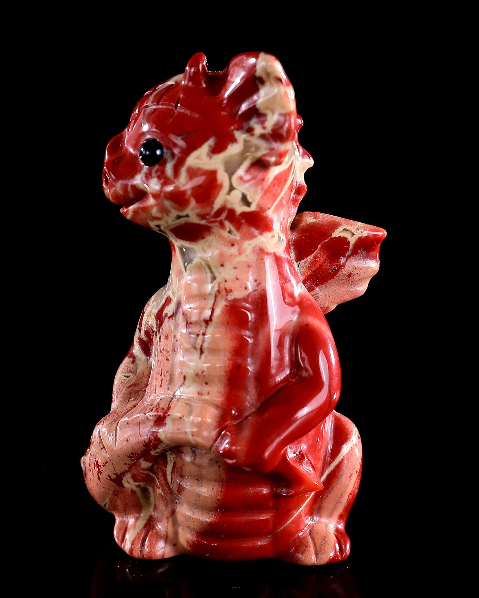 Nicedony 3.3" Red Jasper Hand Carved Cute Baby Dragon Sculpture - View 15