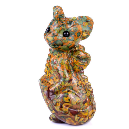 Nicedony 3.3" Roe Stone Hand Carved Cute Baby Dragon Sculpture - 1