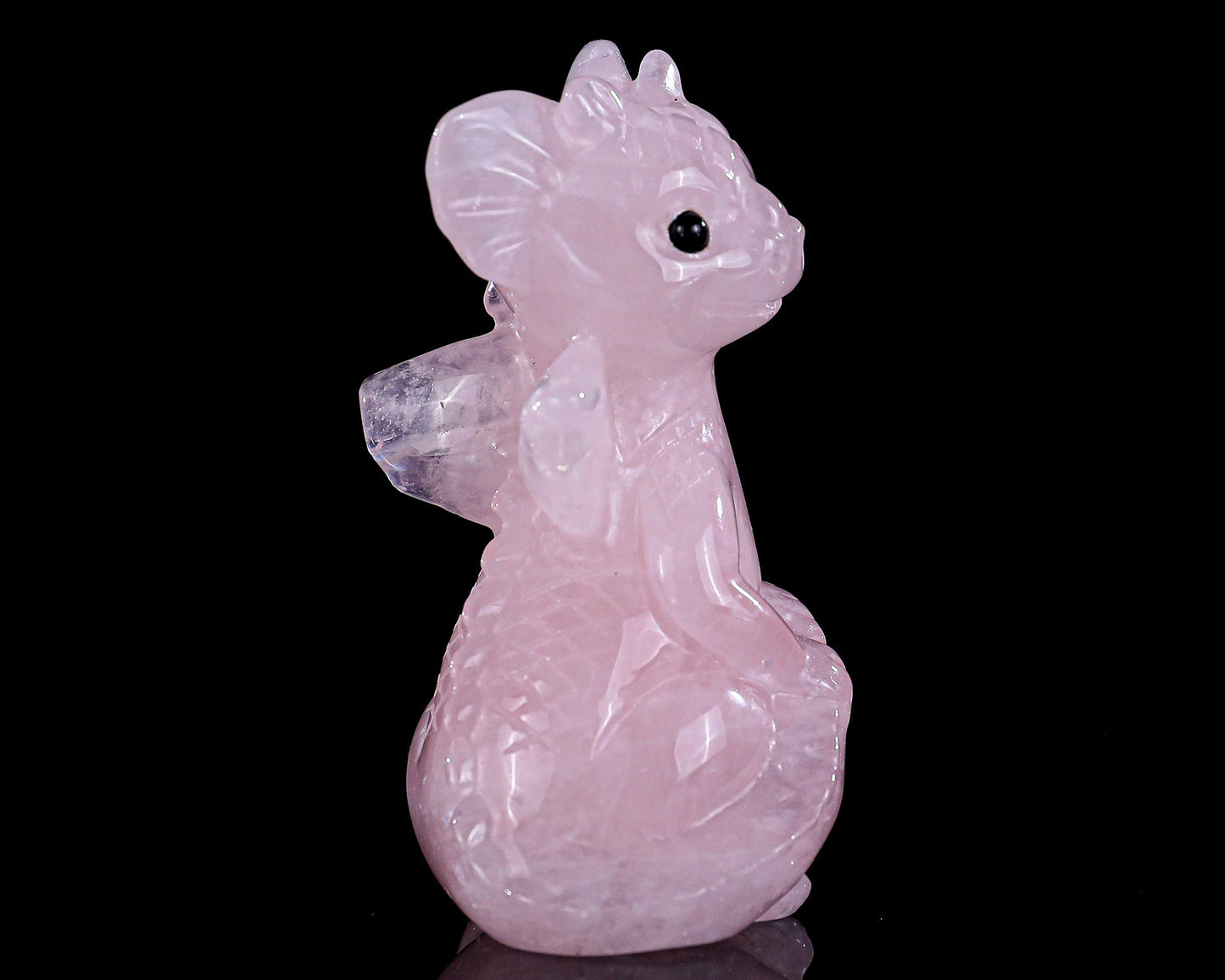 Nicedony 3.3" Rose Quartz Hand Carved Cute Baby Dragon Sculpture - View 6