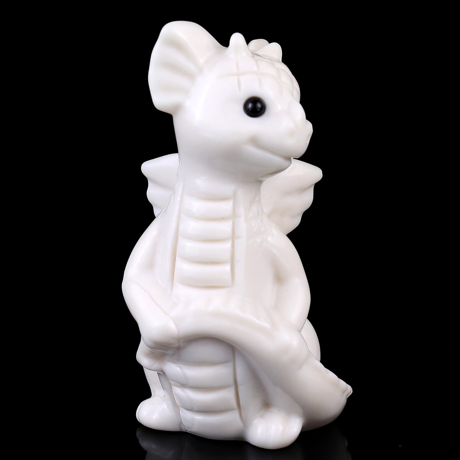 Nicedony 3.3" White Jade Hand Carved Cute Baby Dragon Sculpture - View 5