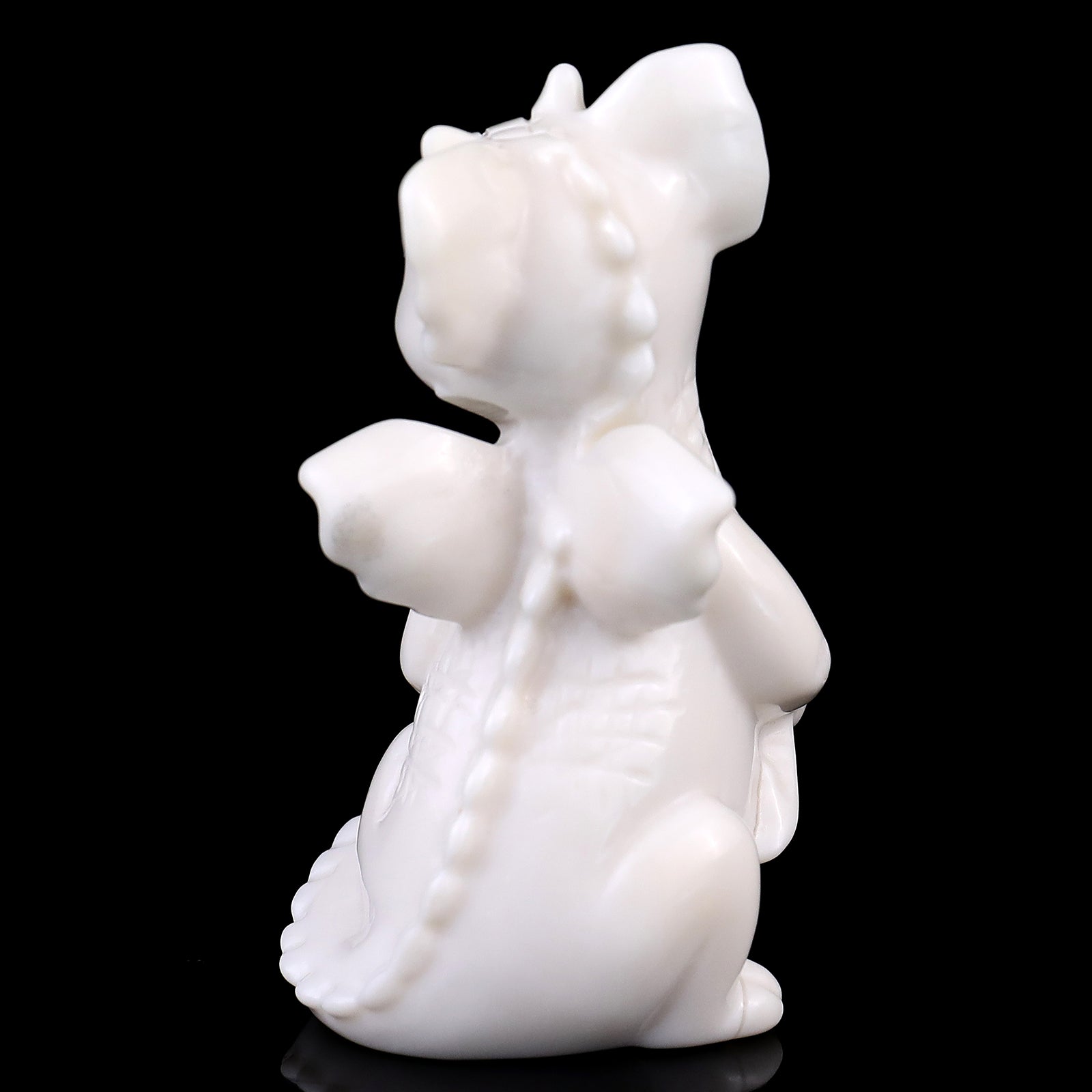 Nicedony 3.3" White Jade Hand Carved Cute Baby Dragon Sculpture - View 3