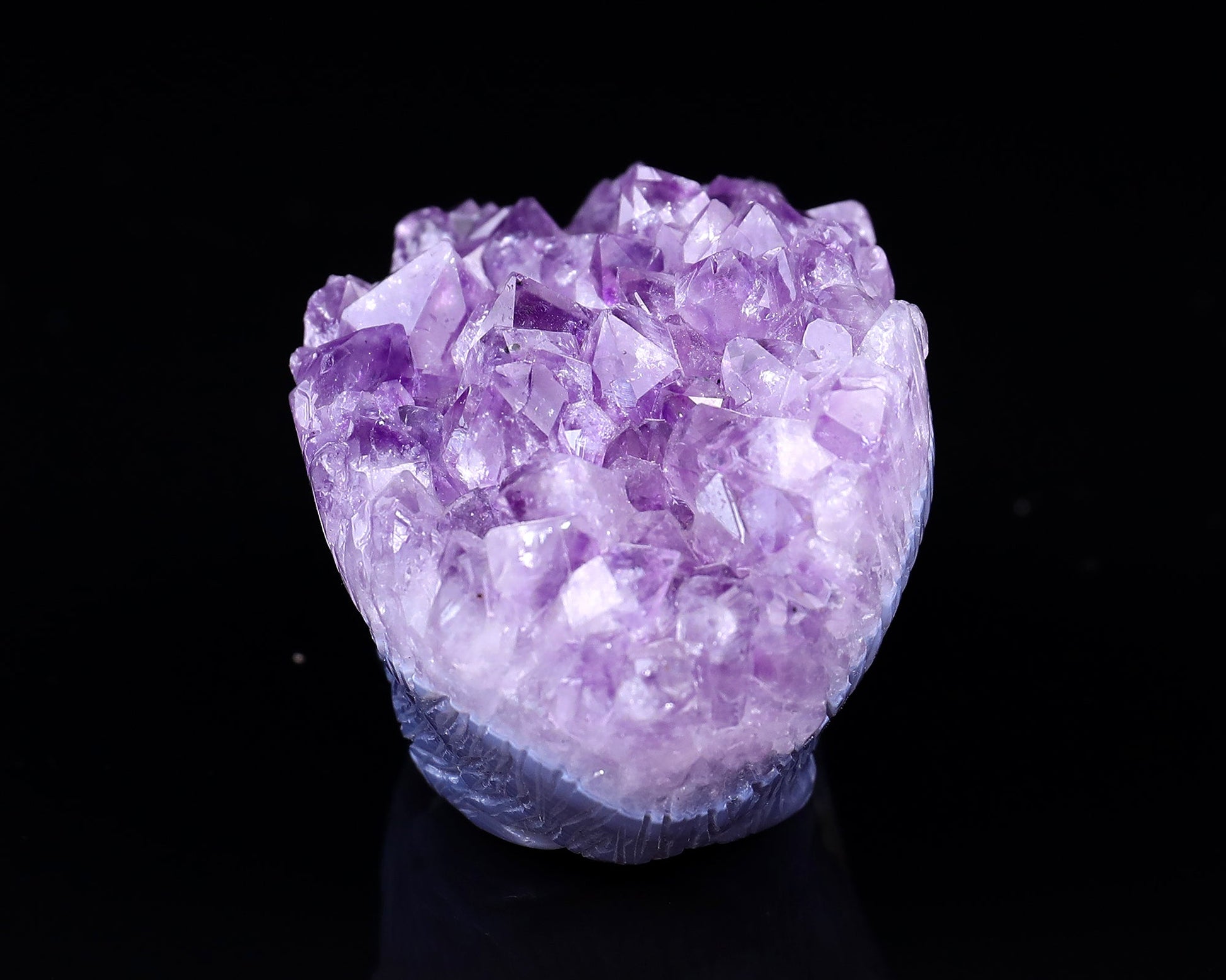 Nicedony 3.4" Amethyst Druse Agate Hand Carved Hedgehog Sculpture - View 5