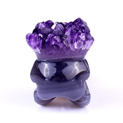 Nicedony 3.4" Amethyst Druse Agate Hand Carved Crystal Raven Skull Sculpture - View 5