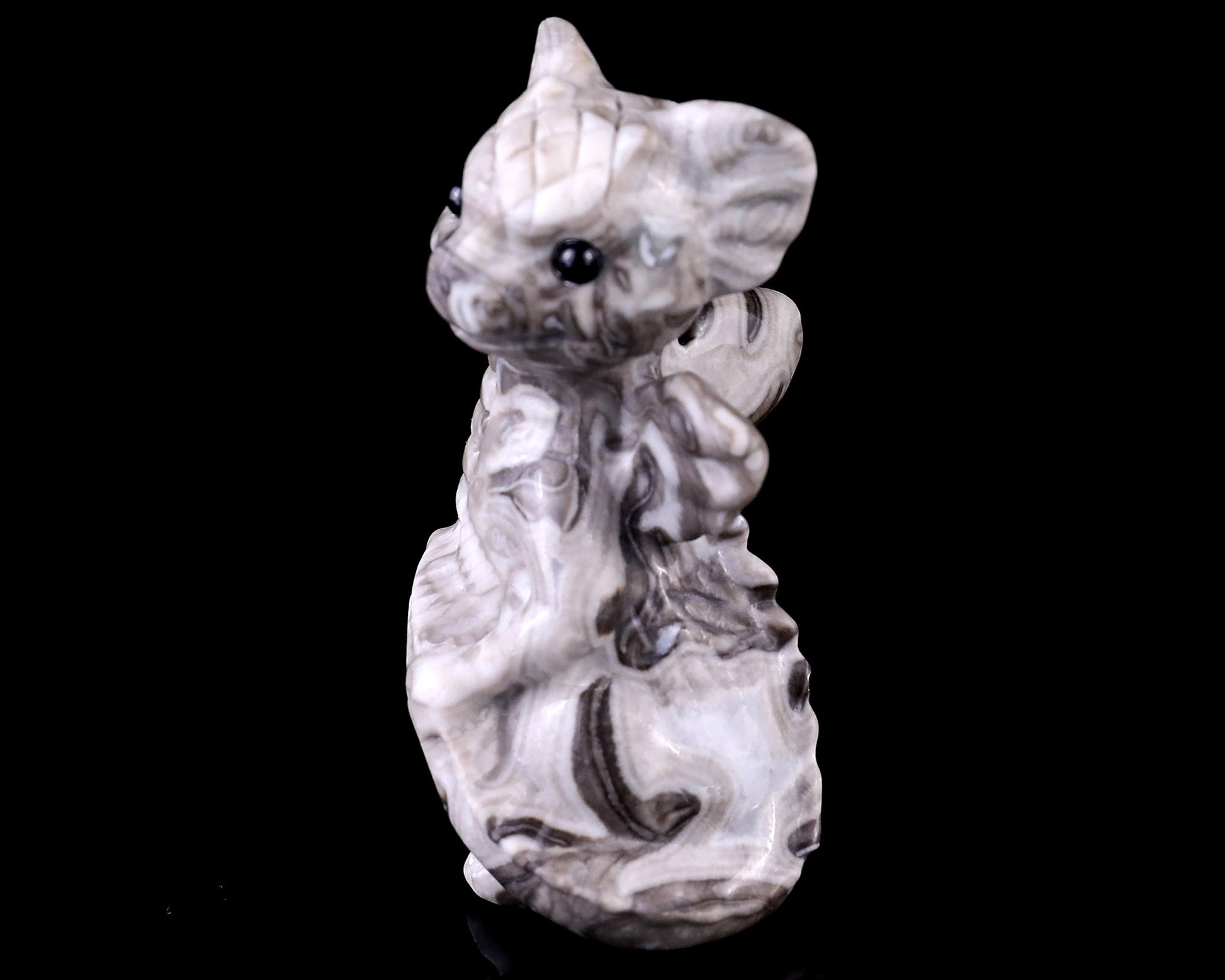 Nicedony 3.4" Black Crazy Agate Hand Carved Cute Baby Dragon - View 7