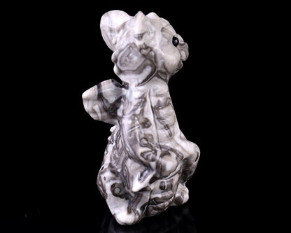 Nicedony 3.4" Black Crazy Agate Hand Carved Cute Baby Dragon - View 3