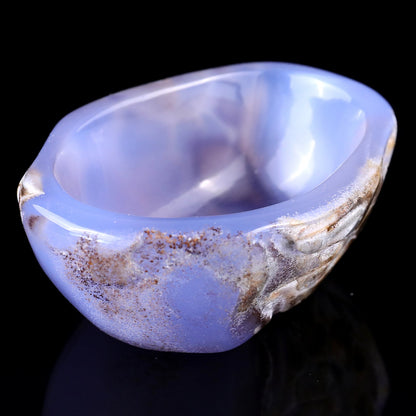 Nicedony 3.4" Blue Chalcedony Hand Carved Crystal Bowl - #1100169
