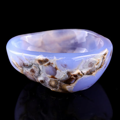 Nicedony 3.4" Blue Chalcedony Hand Carved Crystal Bowl - View 4