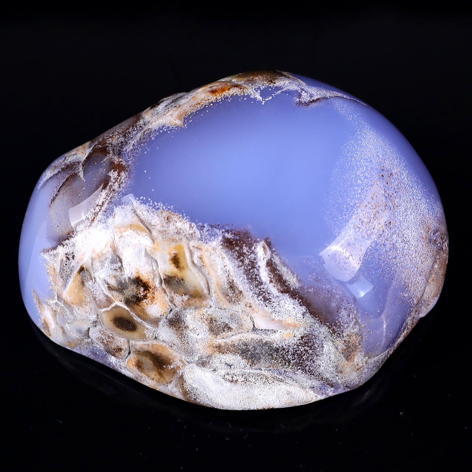 Nicedony 3.4" Blue Chalcedony Hand Carved Crystal Bowl - View 5