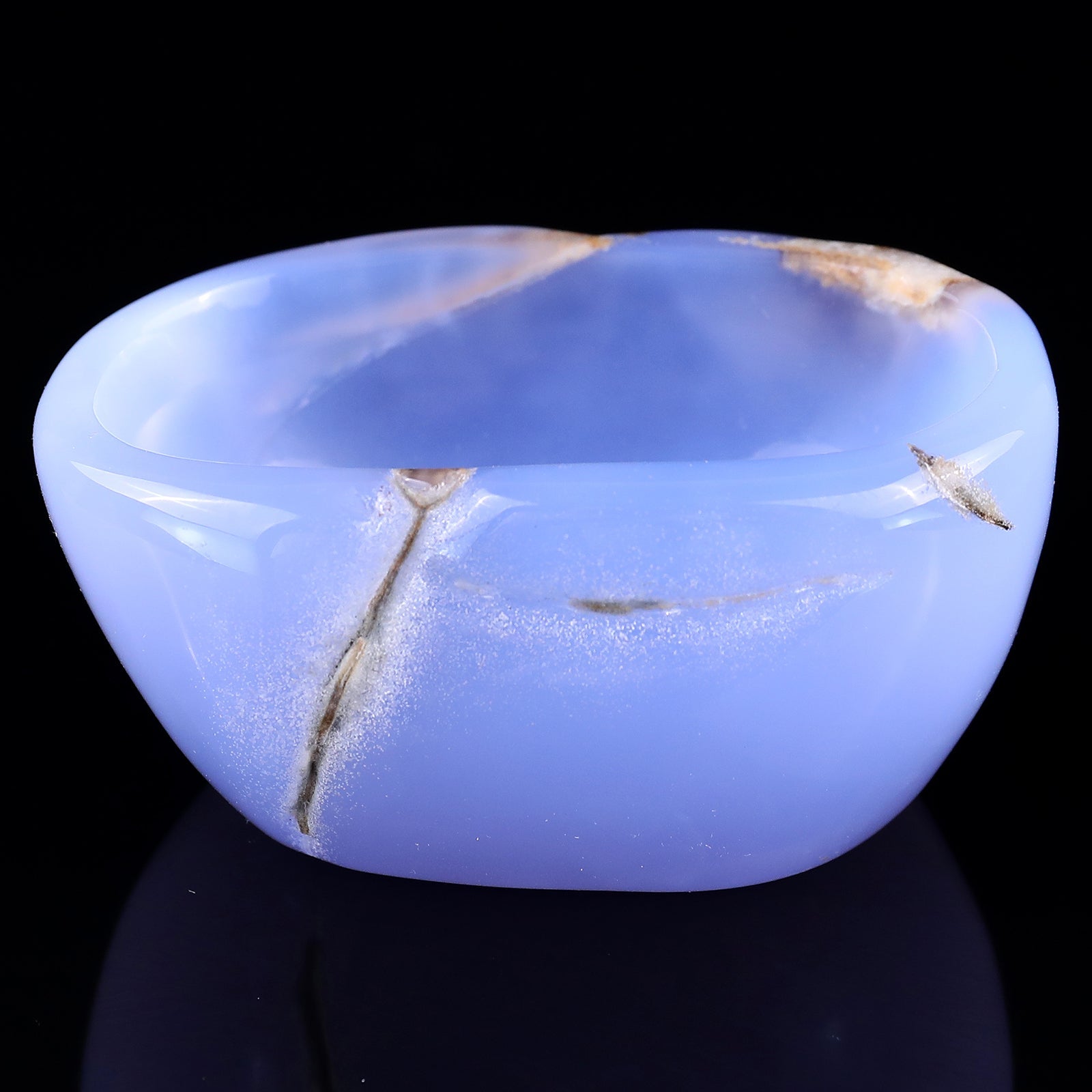 Nicedony 3.4" Blue Chalcedony Hand Carved Crystal Bowl - View 7
