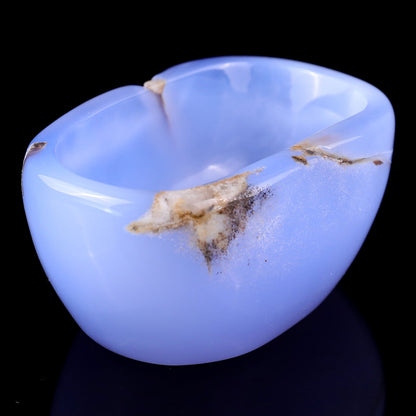 Nicedony 3.4" Blue Chalcedony Hand Carved Crystal Bowl - View 11