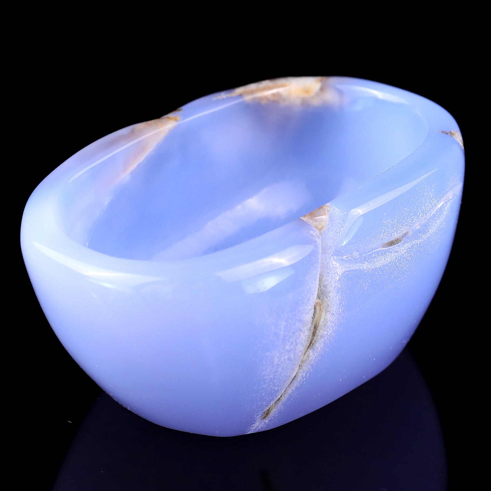 Nicedony 3.4" Blue Chalcedony Hand Carved Crystal Bowl - View 8