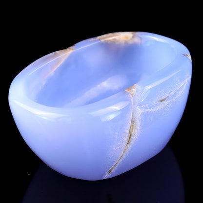 Nicedony 3.4" Blue Chalcedony Hand Carved Crystal Bowl - View 8