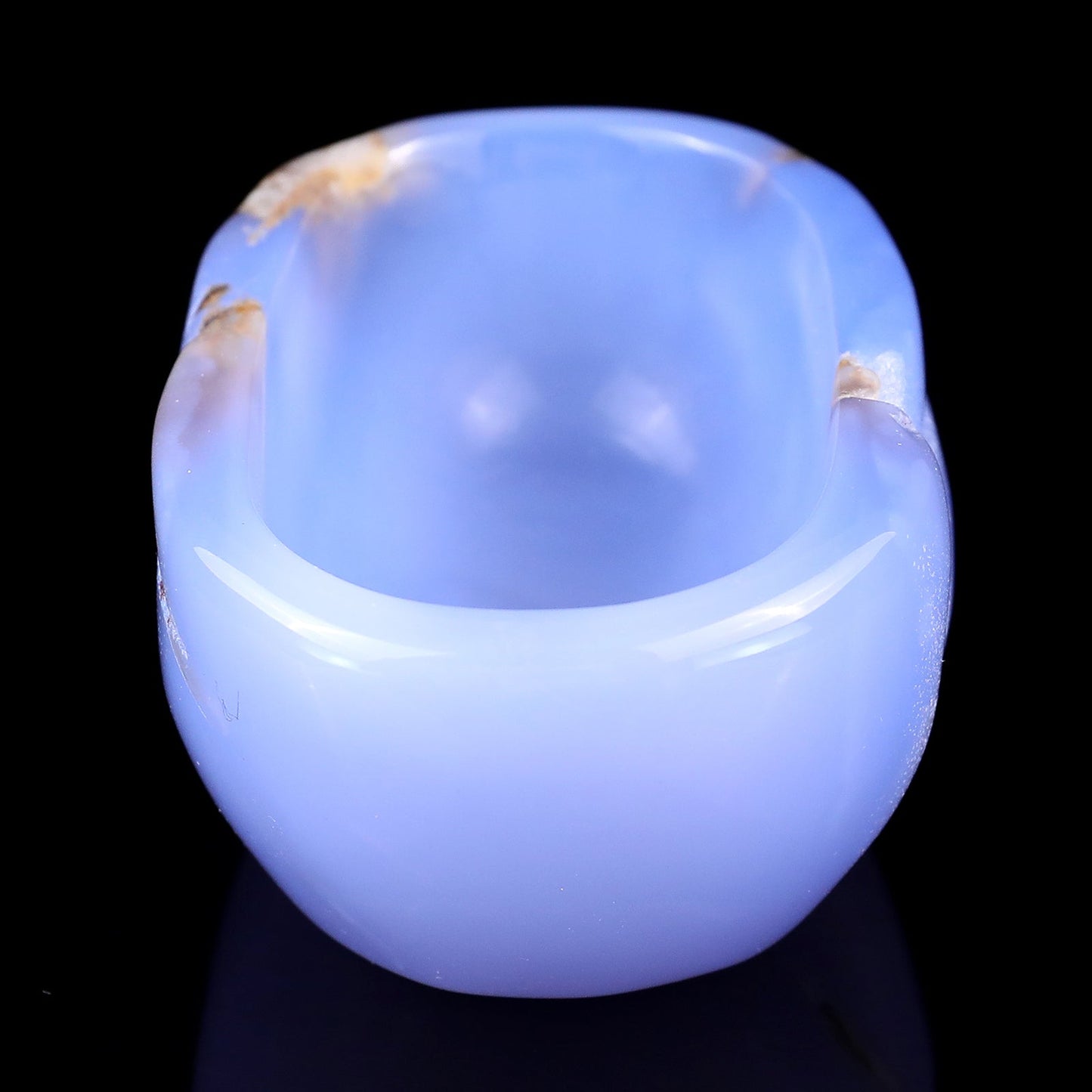 Nicedony 3.4" Blue Chalcedony Hand Carved Crystal Bowl - View 9