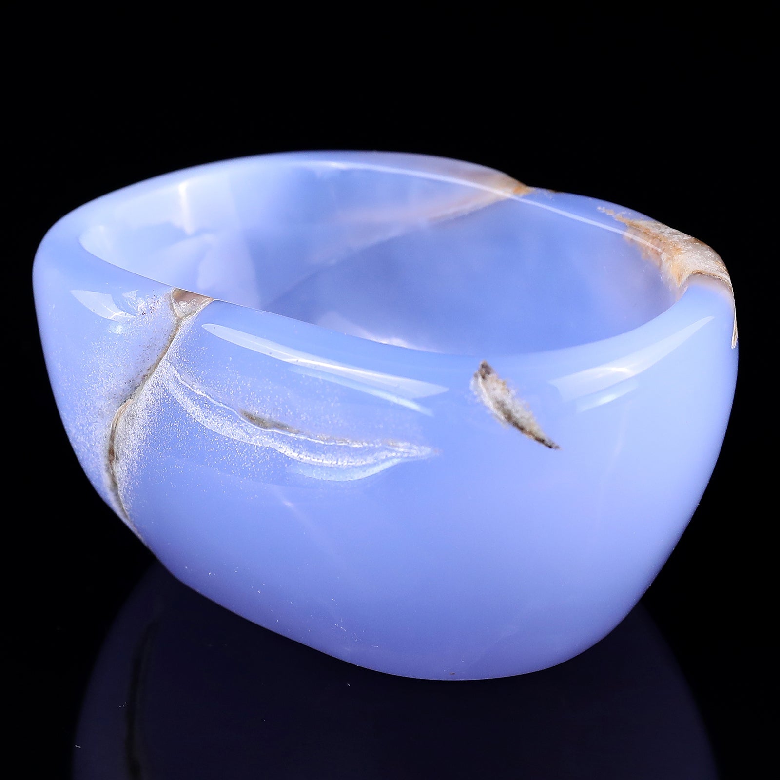 Nicedony 3.4" Blue Chalcedony Hand Carved Crystal Bowl - View 13