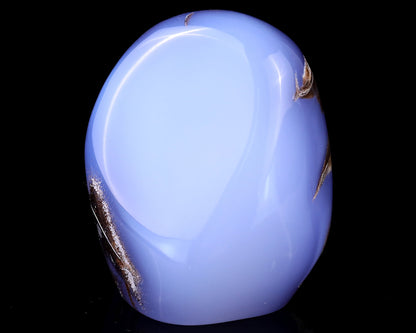 Nicedony 3.4" Blue Chalcedony Hand Carved Crystal Polished Stone