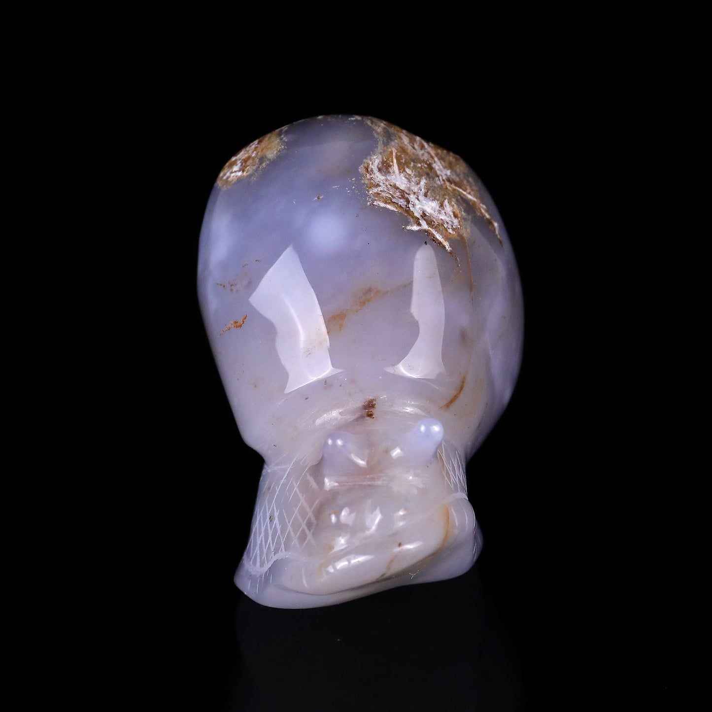 Nicedony 3.4" Blue Chalcedony Hand Carved Crystal Snail Sculpture - View 2