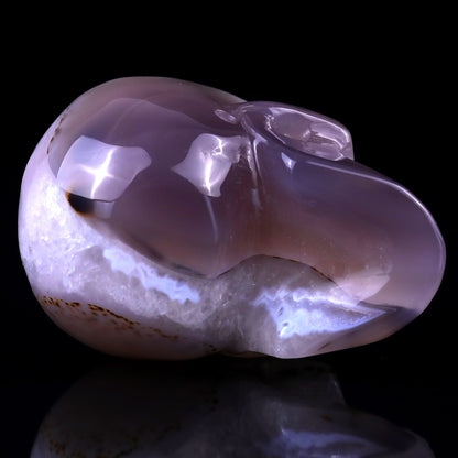 Nicedony 3.4" Geode Agate Hand Carved Crystal Geode Skull Sculpture - View 5