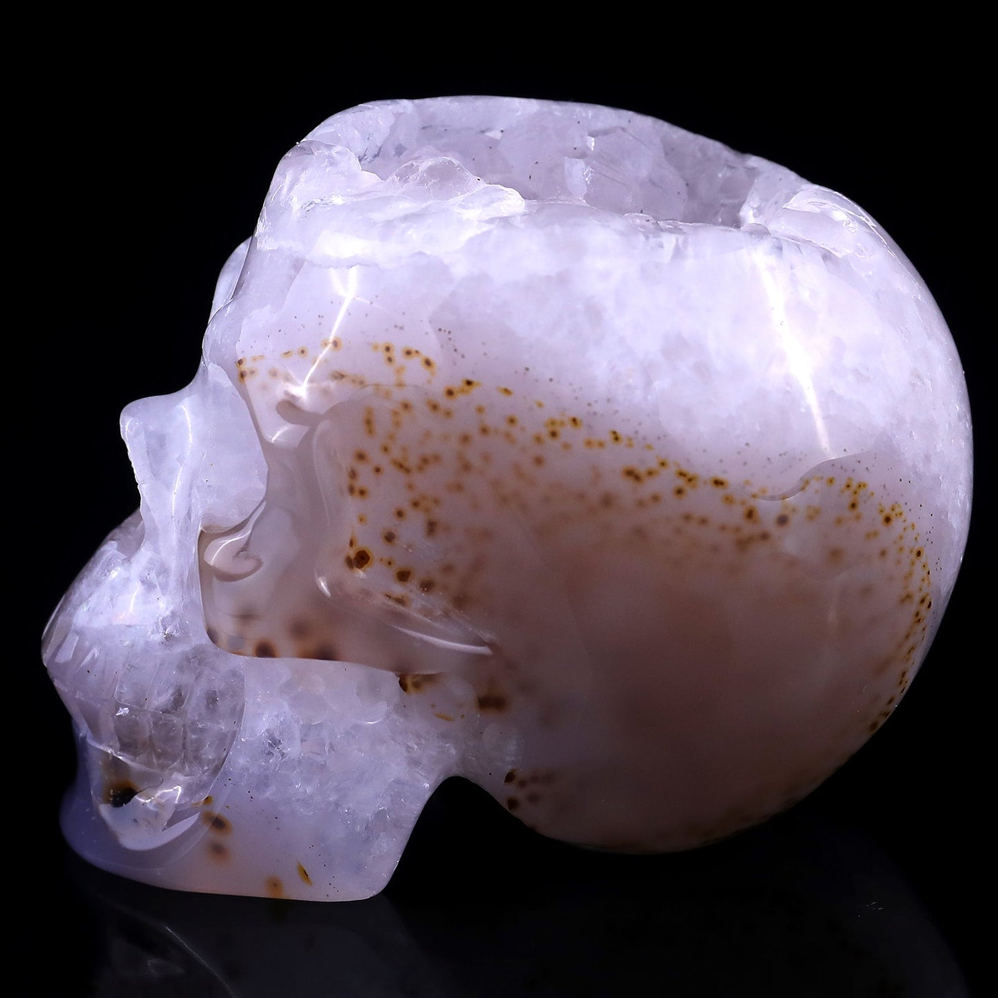 Nicedony 3.4" Geode Agate Hand Carved Crystal Geode Skull Sculpture - View 4