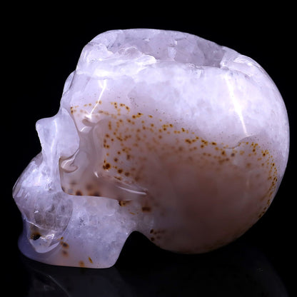 Nicedony 3.4" Geode Agate Hand Carved Crystal Geode Skull Sculpture - View 4